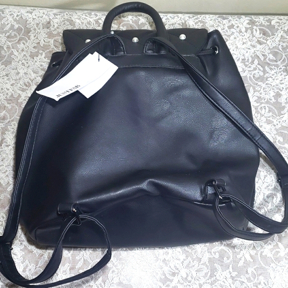 NWT Just Fab Black Quilted Backpack with Pearl Accents. - Picture 4 of 16